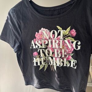 Black Graphic Tee with Floral Design